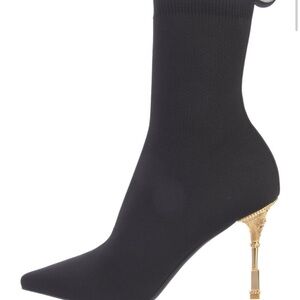 Balmain Black and Gold Ankle Boots